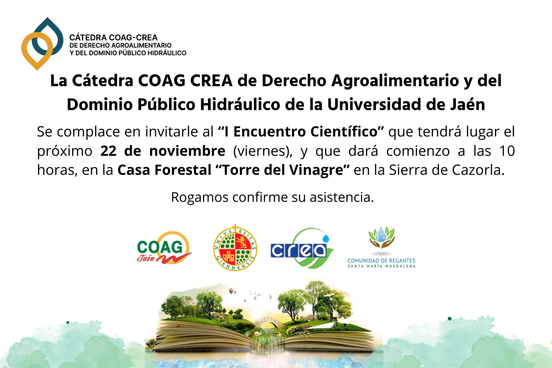 La Cátedra Universitaria COAG-CREA de Derecho Agroalimentario y del Dominio Público de la Universidad de Jaén celebrará mañana su primer año con un encuentro científico