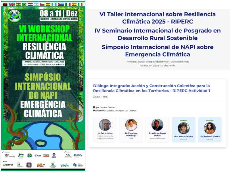VI workshop da rede internacional de pesquisa resiliência climática-Riperc (Brasil)
